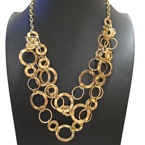 20" Multi Strand Gold Tone Metal Rounds Fashion Necklace L7